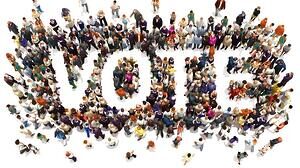 people spelling out vote with bodies